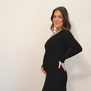 H&M Black Ribbed Midi Dress